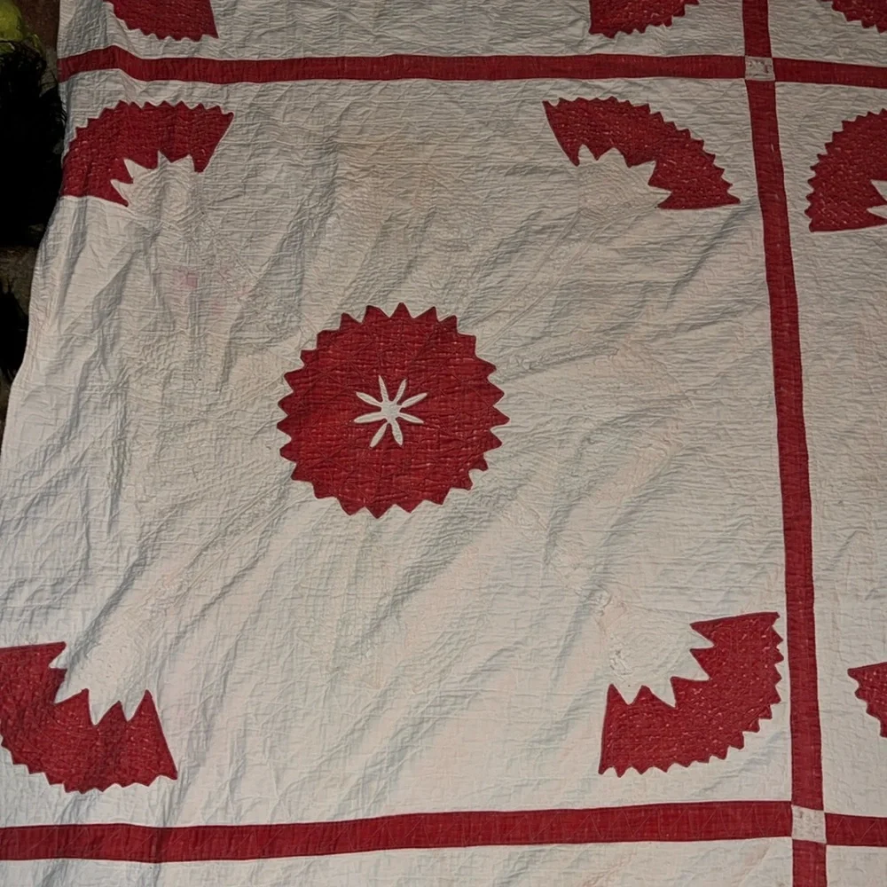 Antique handmade quilt 82” x 66” hand stitched patchwork